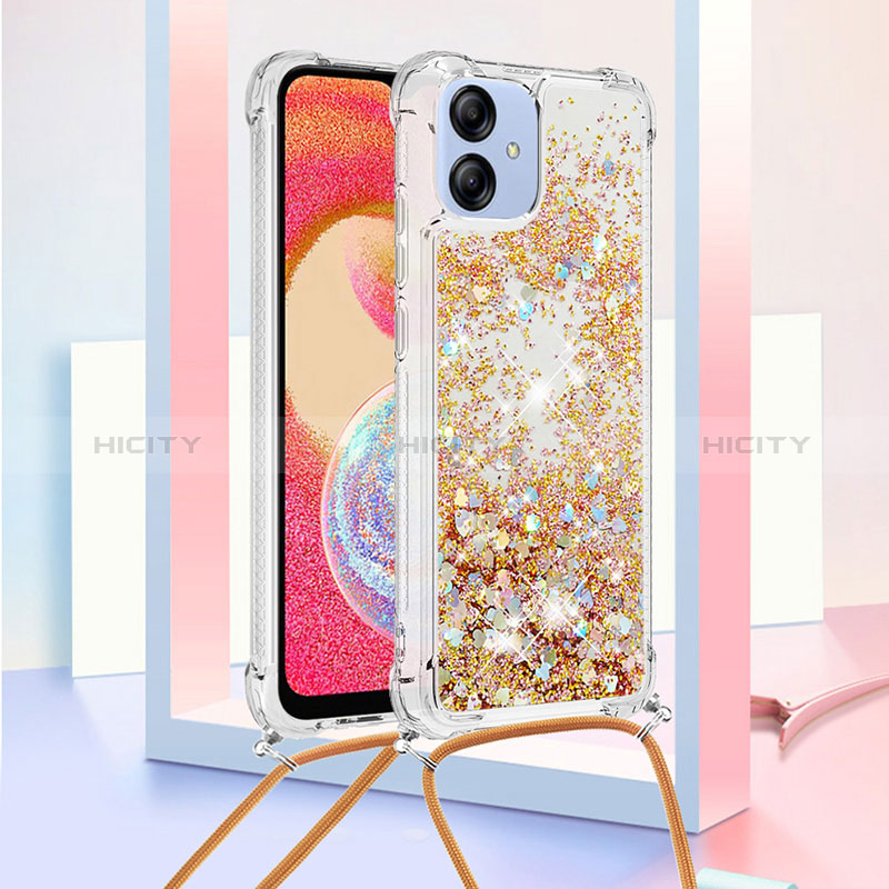 Coque Silicone Housse Etui Gel Bling-Bling avec Laniere Strap YB3 pour Samsung Galaxy A04E Plus