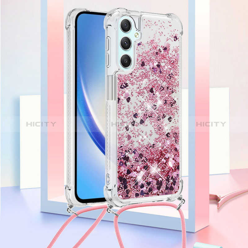 Coque Silicone Housse Etui Gel Bling-Bling avec Laniere Strap YB3 pour Samsung Galaxy A24 4G Plus