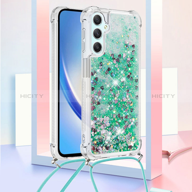 Coque Silicone Housse Etui Gel Bling-Bling avec Laniere Strap YB3 pour Samsung Galaxy A24 4G Plus