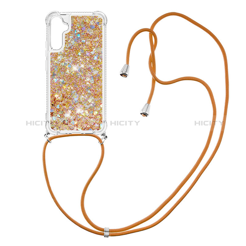 Coque Silicone Housse Etui Gel Bling-Bling avec Laniere Strap YB3 pour Samsung Galaxy A34 5G Plus