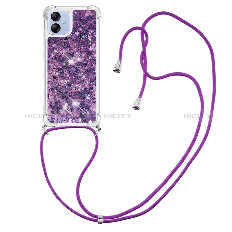 Coque Silicone Housse Etui Gel Bling-Bling avec Laniere Strap YB3 pour Samsung Galaxy M04 Plus