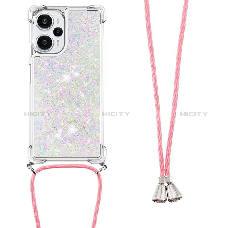 Coque Silicone Housse Etui Gel Bling-Bling avec Laniere Strap YB3 pour Xiaomi Poco F5 5G Plus