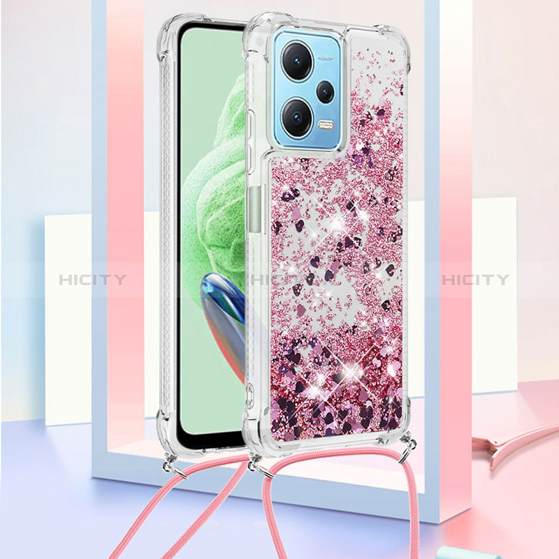 Coque Silicone Housse Etui Gel Bling-Bling avec Laniere Strap YB3 pour Xiaomi Redmi Note 12 5G Violet Clair Plus