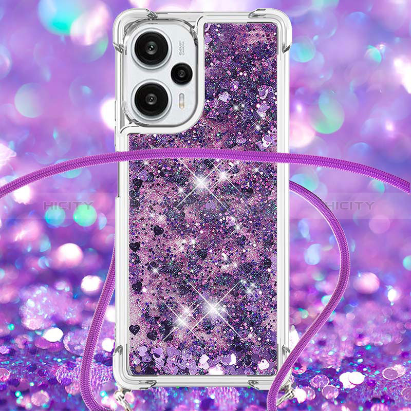 Coque Silicone Housse Etui Gel Bling-Bling avec Laniere Strap YB3 pour Xiaomi Redmi Note 12 Turbo 5G Plus