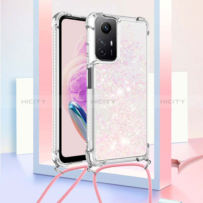 Coque Silicone Housse Etui Gel Bling-Bling avec Laniere Strap YB3 pour Xiaomi Redmi Note 12S Or Rose Plus