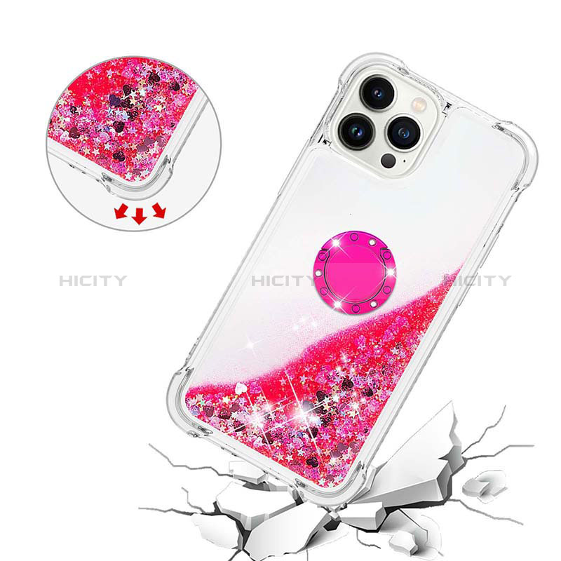 Coque Silicone Housse Etui Gel Bling-Bling avec Support Bague Anneau S01 pour Apple iPhone 13 Pro Max Plus