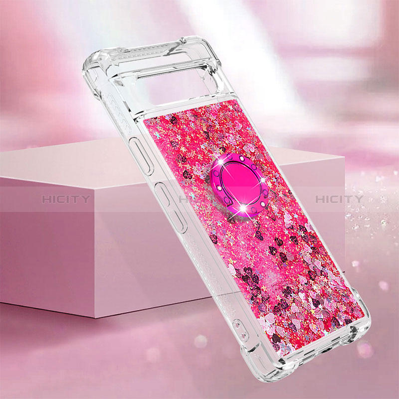 Coque Silicone Housse Etui Gel Bling-Bling avec Support Bague Anneau S01 pour Google Pixel 7a 5G Plus