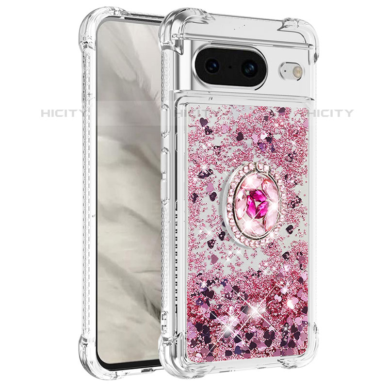 Coque Silicone Housse Etui Gel Bling-Bling avec Support Bague Anneau S01 pour Google Pixel 8 5G Plus