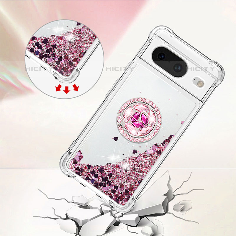 Coque Silicone Housse Etui Gel Bling-Bling avec Support Bague Anneau S01 pour Google Pixel 8 5G Plus