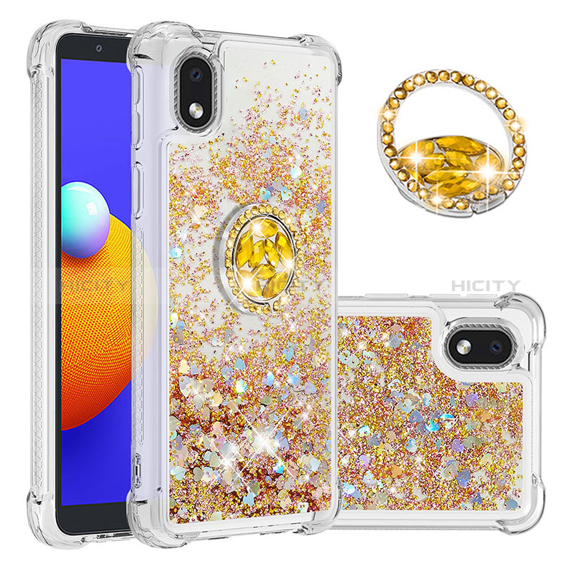 Coque Silicone Housse Etui Gel Bling-Bling avec Support Bague Anneau S01 pour Samsung Galaxy A01 Core Plus