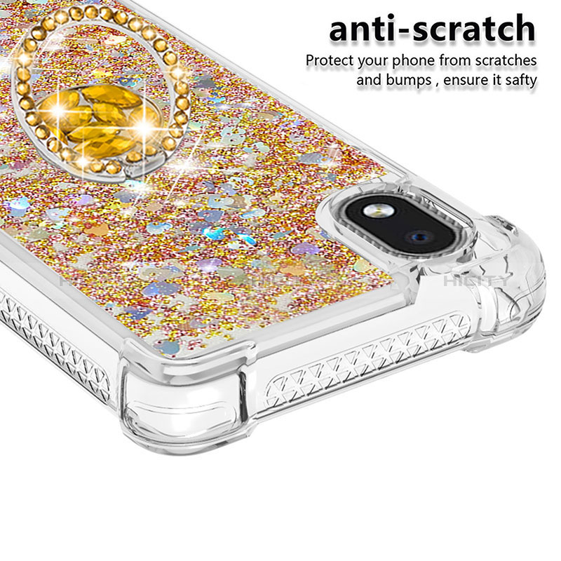 Coque Silicone Housse Etui Gel Bling-Bling avec Support Bague Anneau S01 pour Samsung Galaxy A01 Core Plus