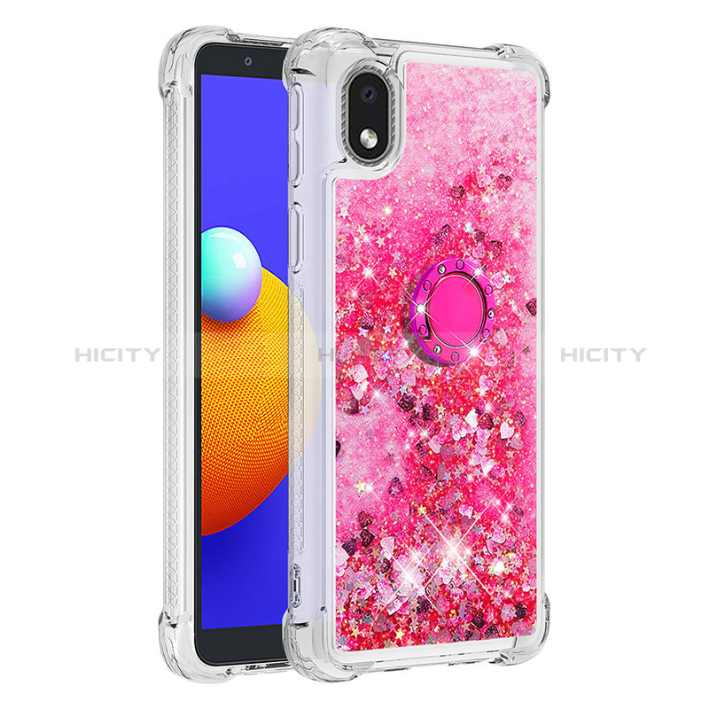 Coque Silicone Housse Etui Gel Bling-Bling avec Support Bague Anneau S01 pour Samsung Galaxy A01 Core Plus