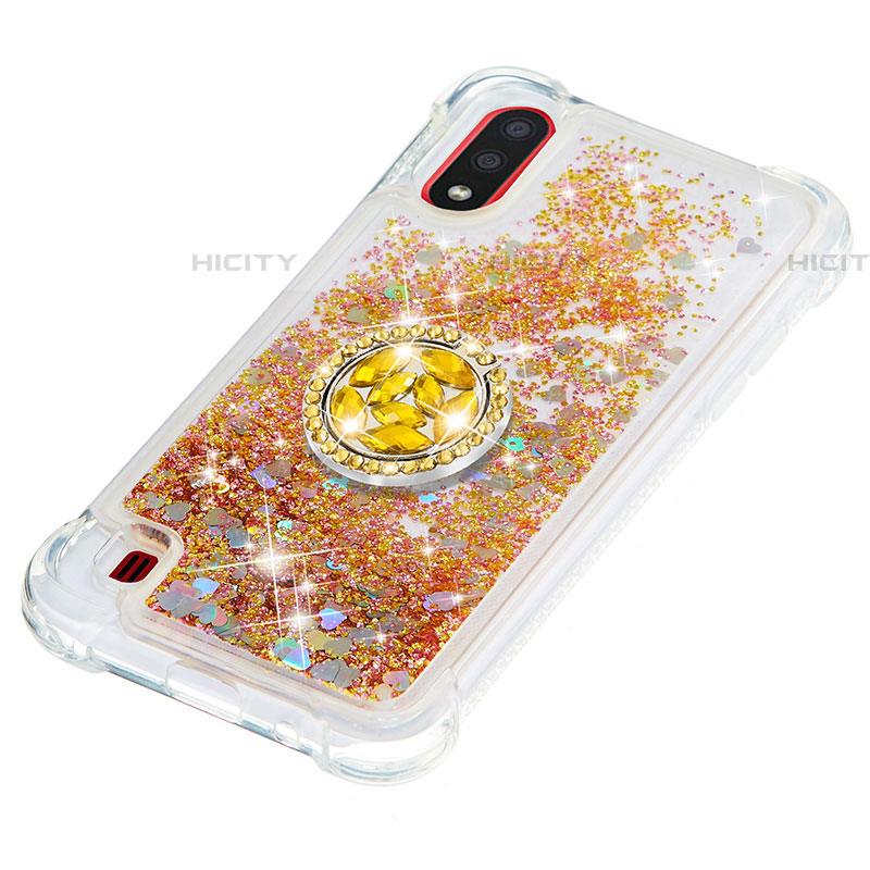 Coque Silicone Housse Etui Gel Bling-Bling avec Support Bague Anneau S01 pour Samsung Galaxy A01 SM-A015 Plus