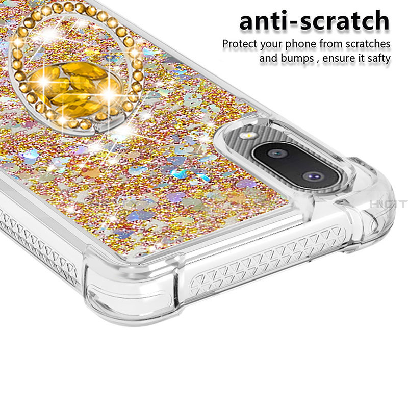 Coque Silicone Housse Etui Gel Bling-Bling avec Support Bague Anneau S01 pour Samsung Galaxy A02 Plus