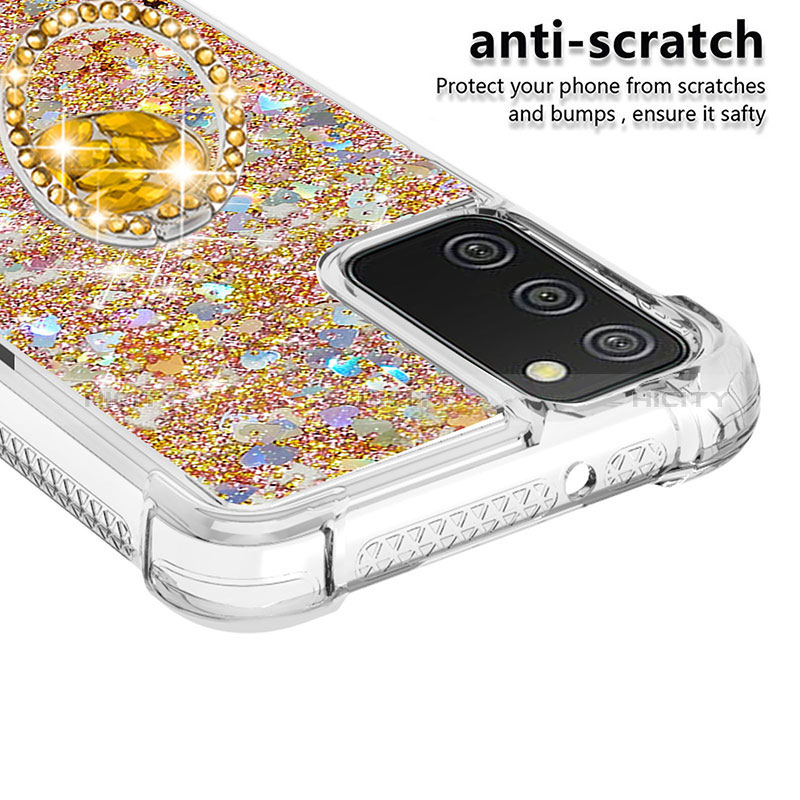 Coque Silicone Housse Etui Gel Bling-Bling avec Support Bague Anneau S01 pour Samsung Galaxy A02s Plus