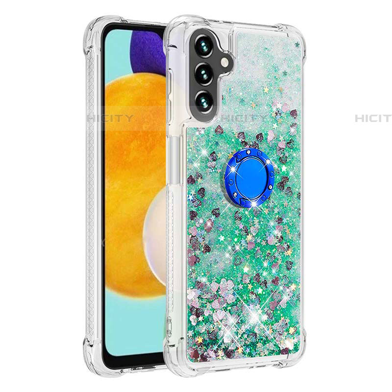 Coque Silicone Housse Etui Gel Bling-Bling avec Support Bague Anneau S01 pour Samsung Galaxy A04s Plus