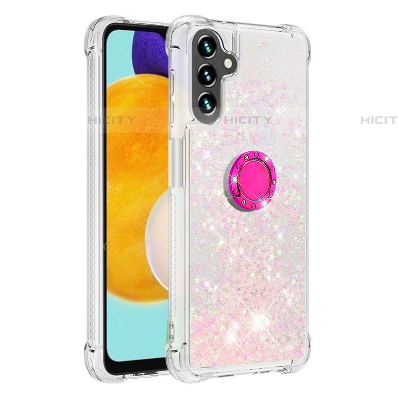 Coque Silicone Housse Etui Gel Bling-Bling avec Support Bague Anneau S01 pour Samsung Galaxy A04s Plus