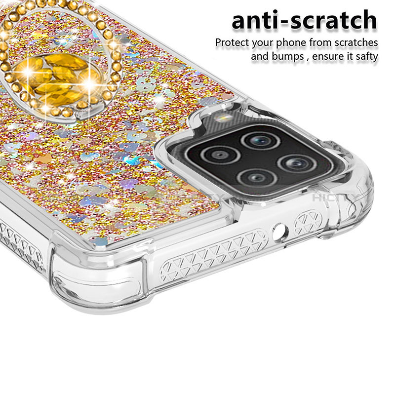 Coque Silicone Housse Etui Gel Bling-Bling avec Support Bague Anneau S01 pour Samsung Galaxy A12 Nacho Plus