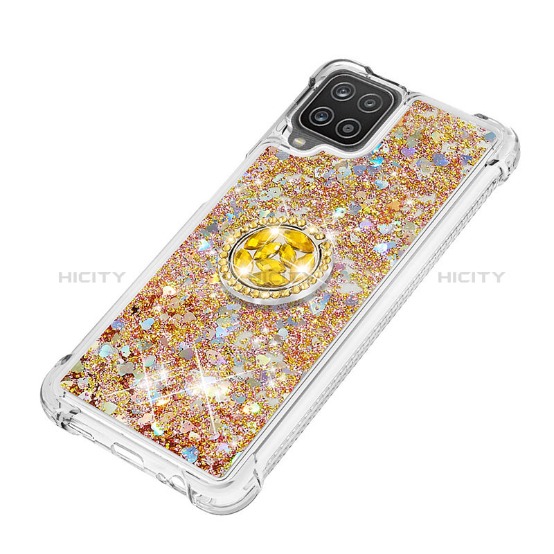 Coque Silicone Housse Etui Gel Bling-Bling avec Support Bague Anneau S01 pour Samsung Galaxy A12 Nacho Plus