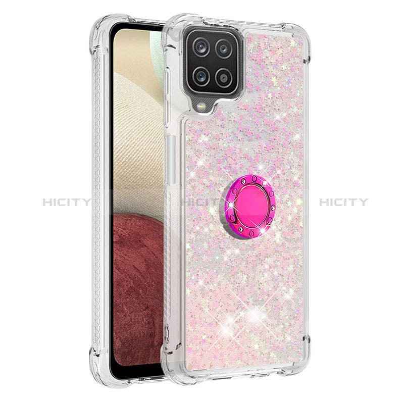 Coque Silicone Housse Etui Gel Bling-Bling avec Support Bague Anneau S01 pour Samsung Galaxy A12 Nacho Plus