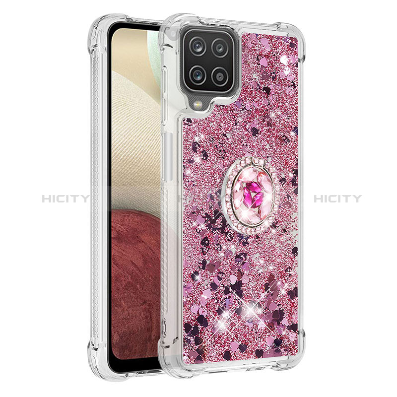 Coque Silicone Housse Etui Gel Bling-Bling avec Support Bague Anneau S01 pour Samsung Galaxy A12 Nacho Plus