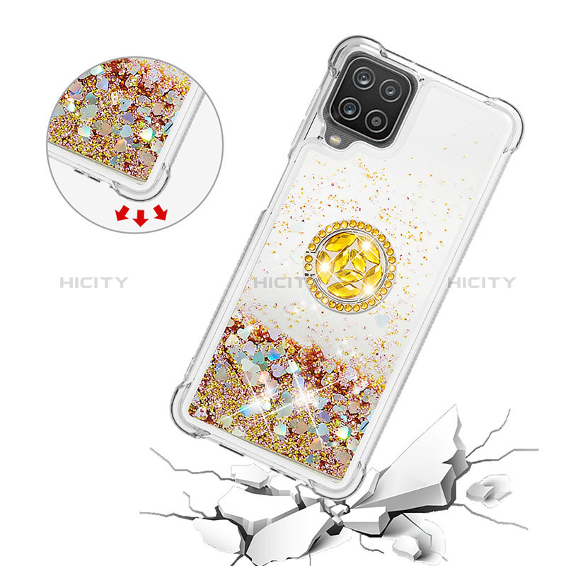 Coque Silicone Housse Etui Gel Bling-Bling avec Support Bague Anneau S01 pour Samsung Galaxy A12 Plus