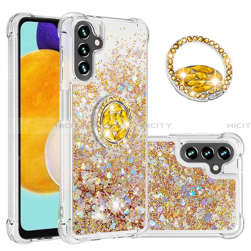 Coque Silicone Housse Etui Gel Bling-Bling avec Support Bague Anneau S01 pour Samsung Galaxy A13 5G Plus