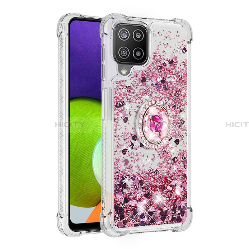 Coque Silicone Housse Etui Gel Bling-Bling avec Support Bague Anneau S01 pour Samsung Galaxy A22 4G Plus