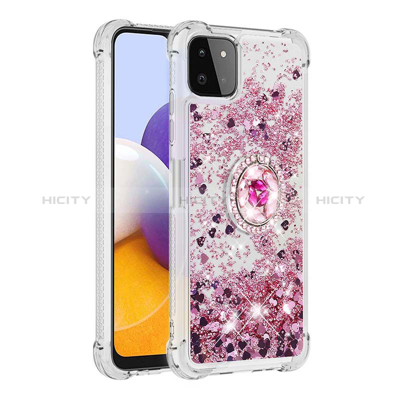 Coque Silicone Housse Etui Gel Bling-Bling avec Support Bague Anneau S01 pour Samsung Galaxy A22s 5G Plus