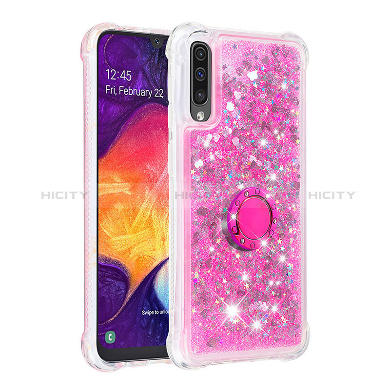 Coque Silicone Housse Etui Gel Bling-Bling avec Support Bague Anneau S01 pour Samsung Galaxy A30S Plus