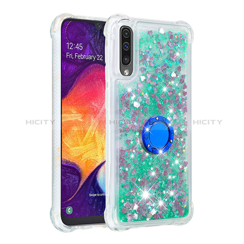 Coque Silicone Housse Etui Gel Bling-Bling avec Support Bague Anneau S01 pour Samsung Galaxy A30S Plus