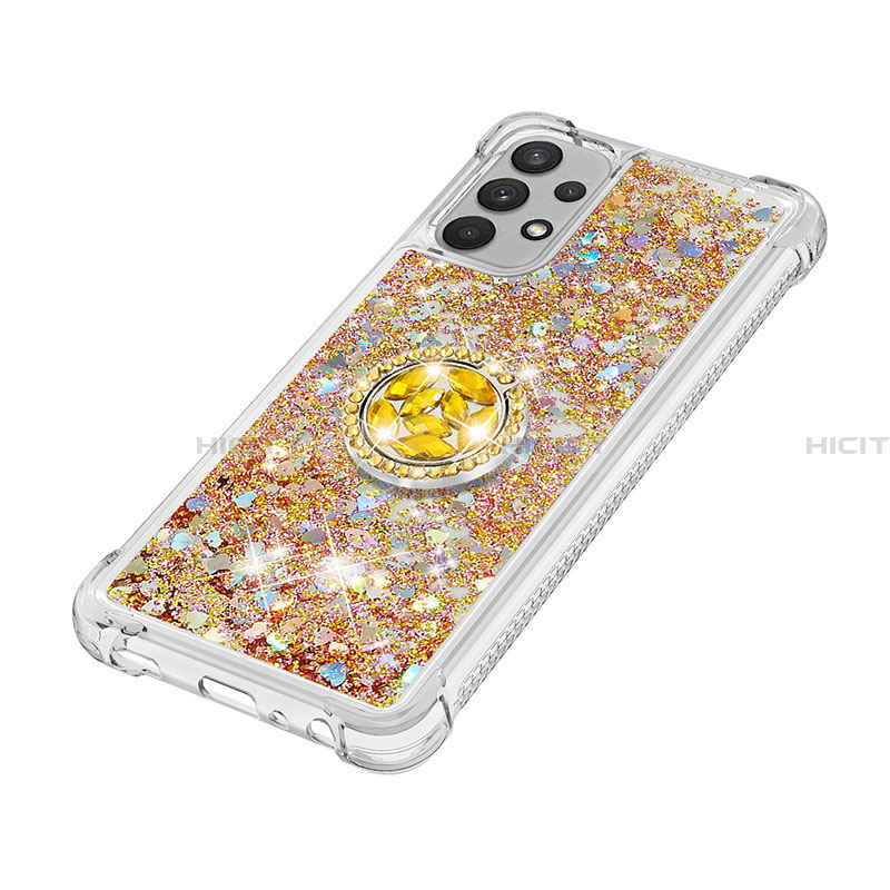 Coque Silicone Housse Etui Gel Bling-Bling avec Support Bague Anneau S01 pour Samsung Galaxy A32 5G Plus