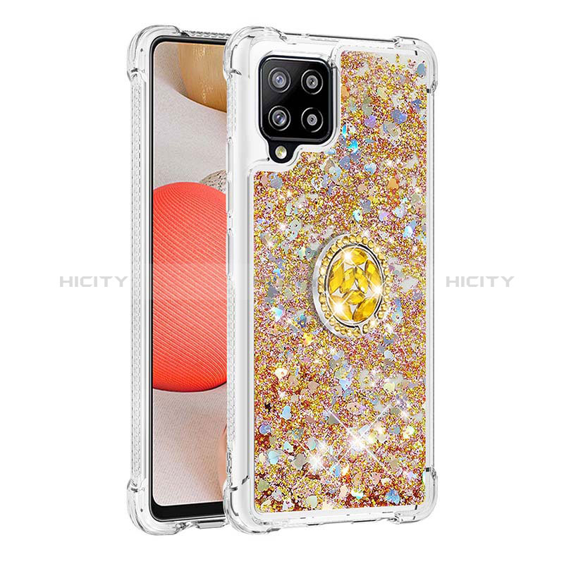 Coque Silicone Housse Etui Gel Bling-Bling avec Support Bague Anneau S01 pour Samsung Galaxy A42 5G Plus