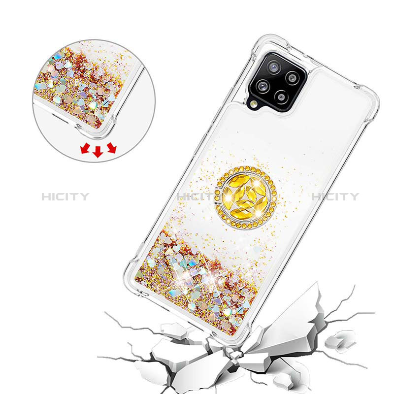 Coque Silicone Housse Etui Gel Bling-Bling avec Support Bague Anneau S01 pour Samsung Galaxy A42 5G Plus