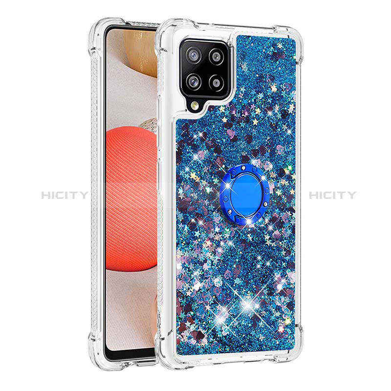 Coque Silicone Housse Etui Gel Bling-Bling avec Support Bague Anneau S01 pour Samsung Galaxy A42 5G Plus