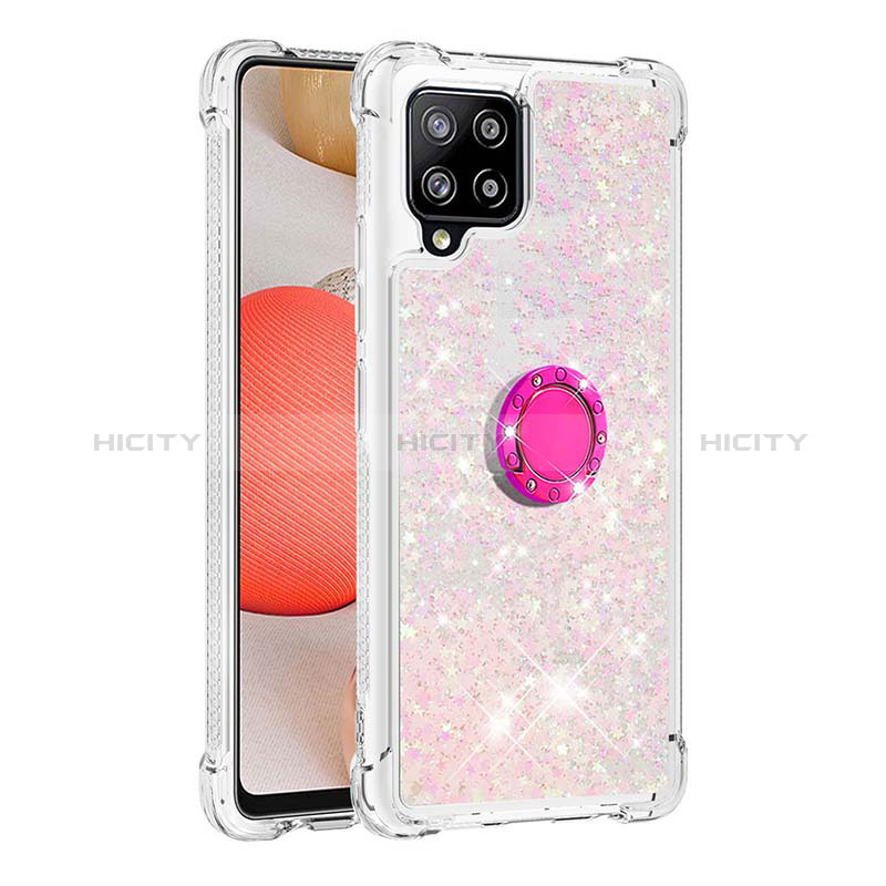 Coque Silicone Housse Etui Gel Bling-Bling avec Support Bague Anneau S01 pour Samsung Galaxy A42 5G Plus