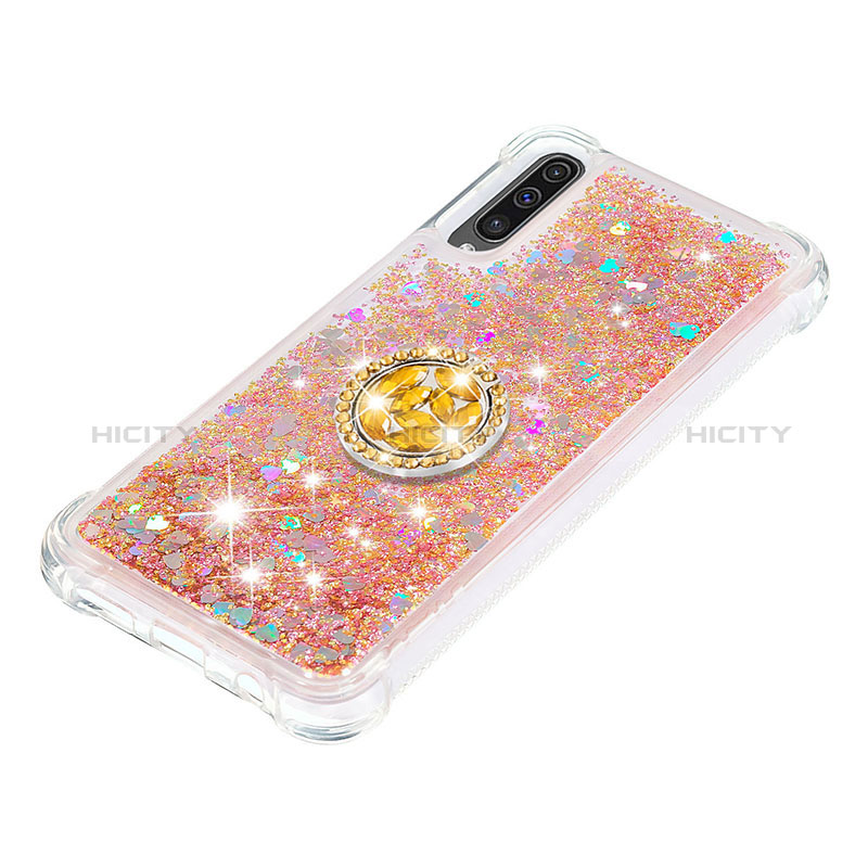 Coque Silicone Housse Etui Gel Bling-Bling avec Support Bague Anneau S01 pour Samsung Galaxy A50 Plus