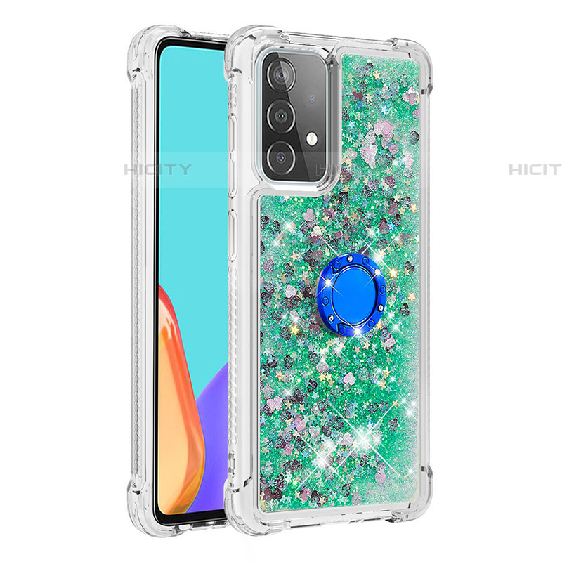 Coque Silicone Housse Etui Gel Bling-Bling avec Support Bague Anneau S01 pour Samsung Galaxy A52 4G Plus