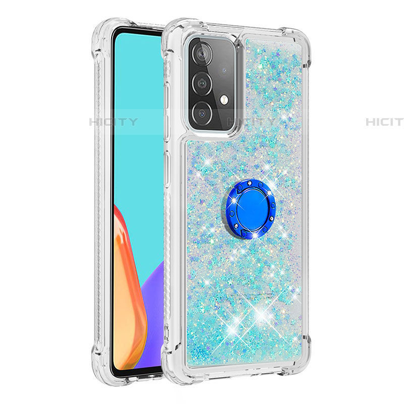 Coque Silicone Housse Etui Gel Bling-Bling avec Support Bague Anneau S01 pour Samsung Galaxy A52 4G Plus