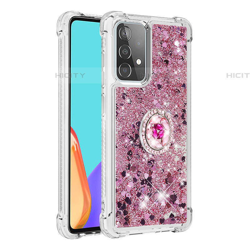 Coque Silicone Housse Etui Gel Bling-Bling avec Support Bague Anneau S01 pour Samsung Galaxy A52 5G Plus