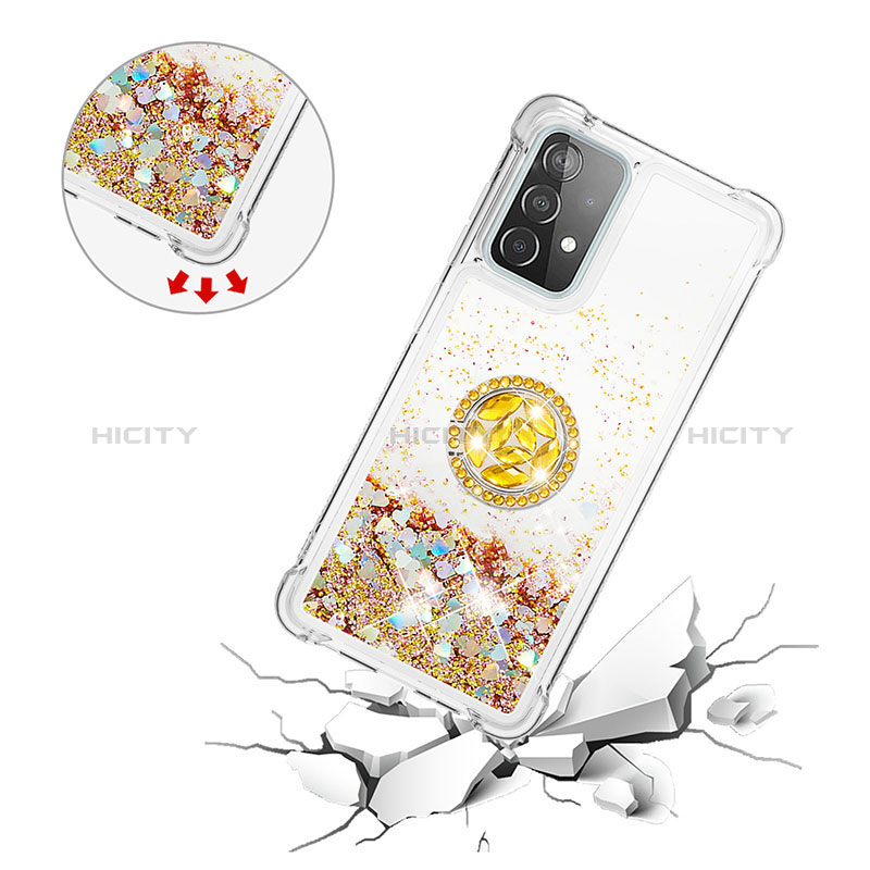 Coque Silicone Housse Etui Gel Bling-Bling avec Support Bague Anneau S01 pour Samsung Galaxy A52s 5G Plus