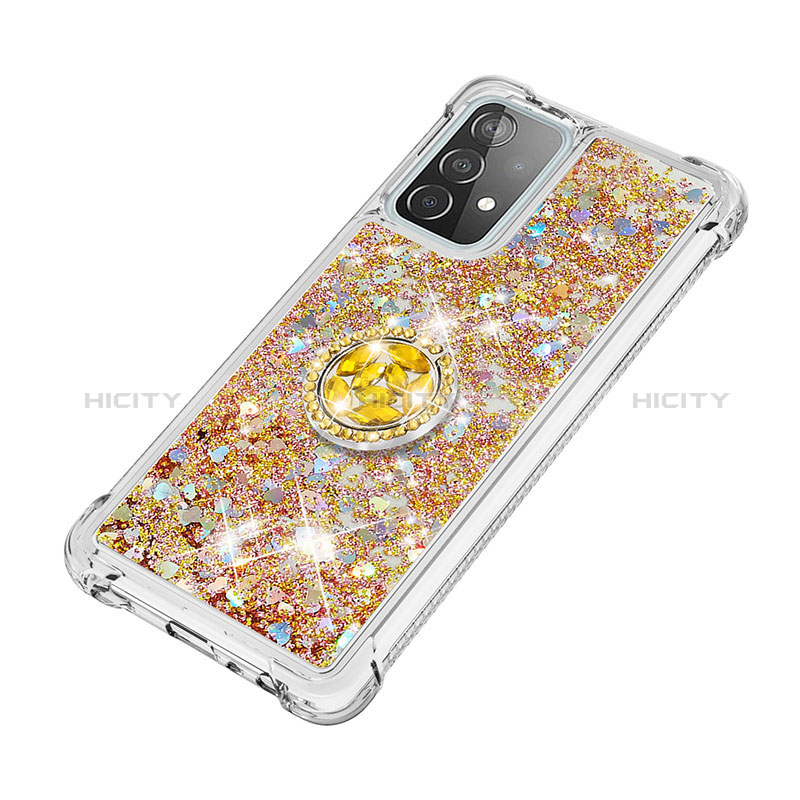 Coque Silicone Housse Etui Gel Bling-Bling avec Support Bague Anneau S01 pour Samsung Galaxy A52s 5G Plus