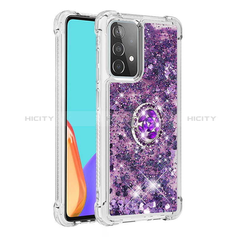 Coque Silicone Housse Etui Gel Bling-Bling avec Support Bague Anneau S01 pour Samsung Galaxy A52s 5G Plus