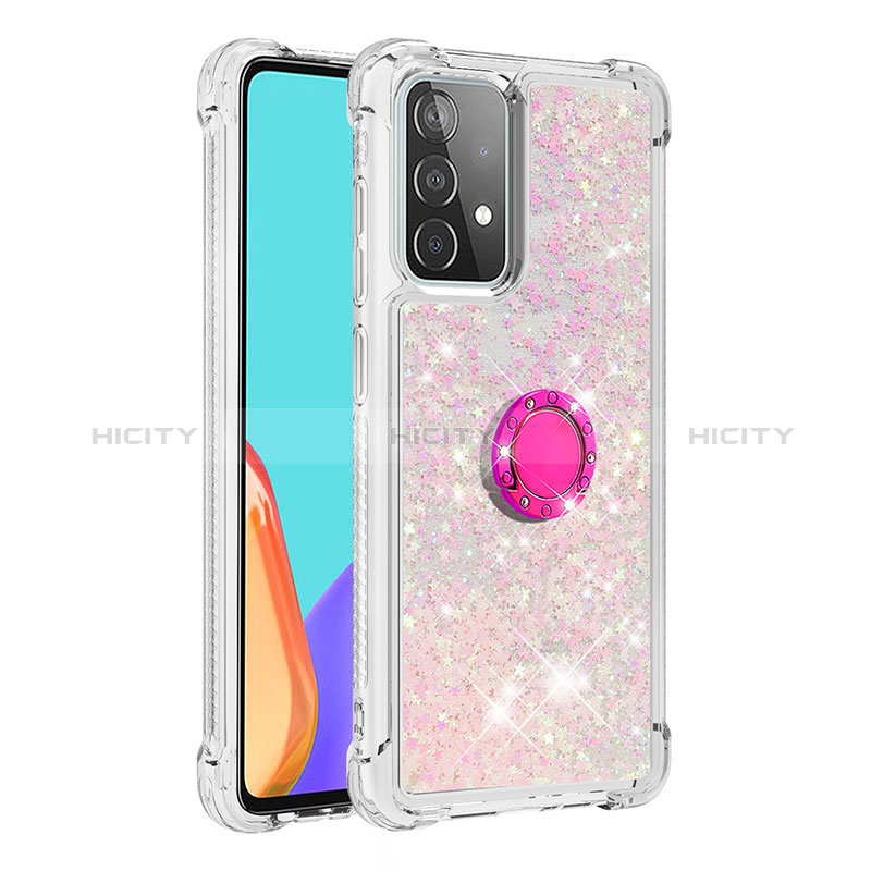 Coque Silicone Housse Etui Gel Bling-Bling avec Support Bague Anneau S01 pour Samsung Galaxy A52s 5G Plus