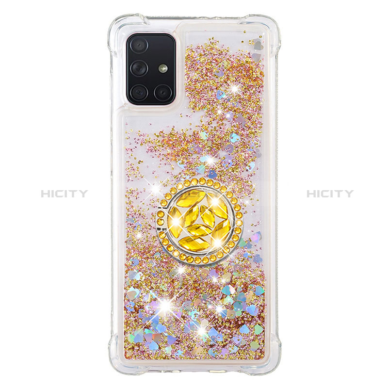 Coque Silicone Housse Etui Gel Bling-Bling avec Support Bague Anneau S01 pour Samsung Galaxy A71 4G A715 Plus