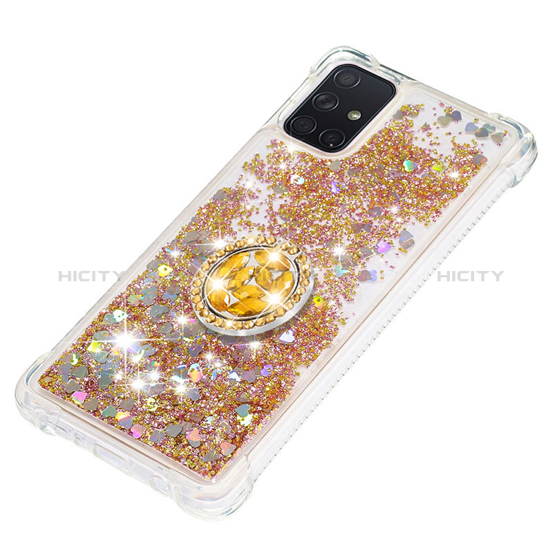 Coque Silicone Housse Etui Gel Bling-Bling avec Support Bague Anneau S01 pour Samsung Galaxy A71 4G A715 Plus