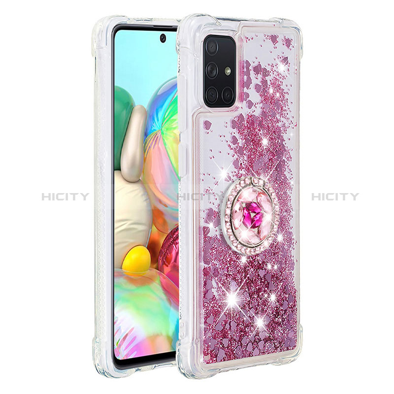 Coque Silicone Housse Etui Gel Bling-Bling avec Support Bague Anneau S01 pour Samsung Galaxy A71 4G A715 Plus