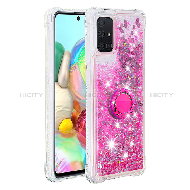 Coque Silicone Housse Etui Gel Bling-Bling avec Support Bague Anneau S01 pour Samsung Galaxy A71 5G Plus