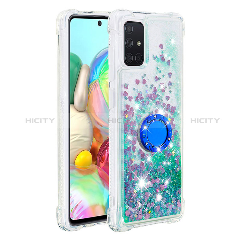 Coque Silicone Housse Etui Gel Bling-Bling avec Support Bague Anneau S01 pour Samsung Galaxy A71 5G Plus