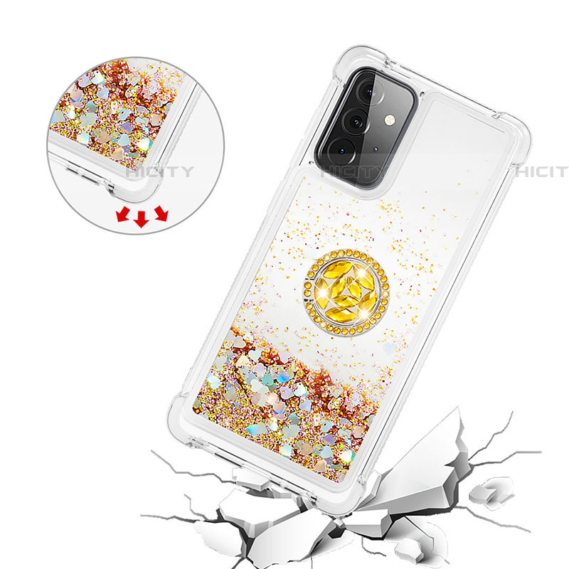 Coque Silicone Housse Etui Gel Bling-Bling avec Support Bague Anneau S01 pour Samsung Galaxy A72 4G Plus